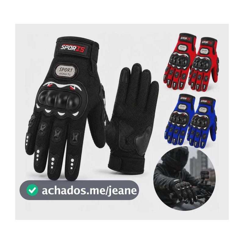 Luva Moto Motociclista Impermeável Proteção Touch Motoqueiro Preto Unico