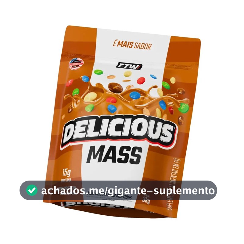 Hipercalórico Delicious Mass FTW 3kg Sabor Mini Chocolate Sortidos Ganho de Massa - 15g Proteína