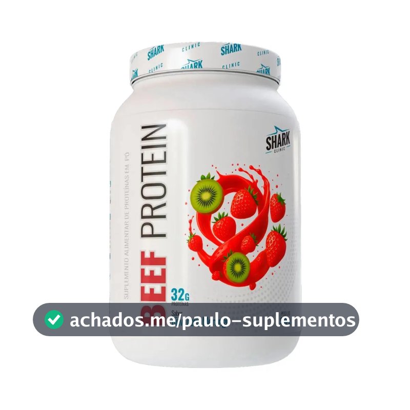 Proteína Shark Pro Beef Isolado Hidrolisado Morango Kiwi em pó x 900g