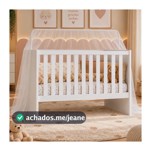 Berço Giovana Branco Funcional Vira Mini Cama Infantil Branco