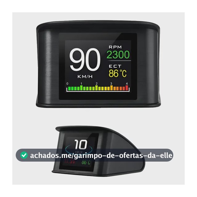 Hud Automotivo P10 Obd2 Velocidade Rpm Temperatura Digital Preto