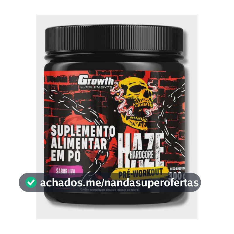 Growth Pré-treino 300g Haze Mais Energia No Treino Sabor Uva