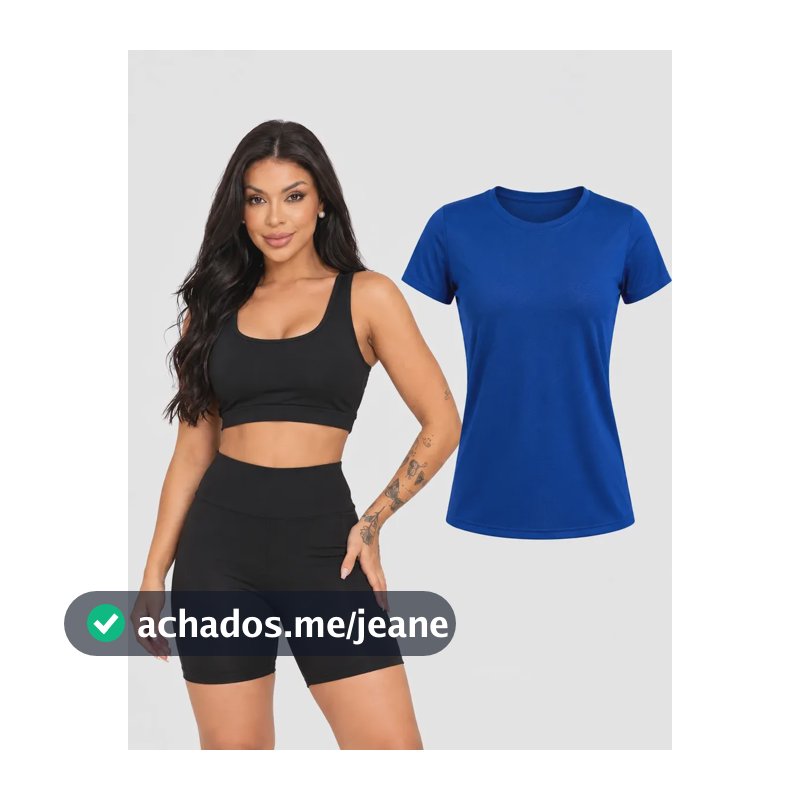 Kit Conjunto Fitness Feminino + Camiseta Roupa Academia Azul M