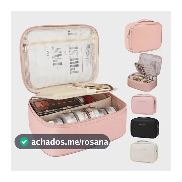 Necessaire Organizadora De Maquiagem Para Viagem Rosa Liso