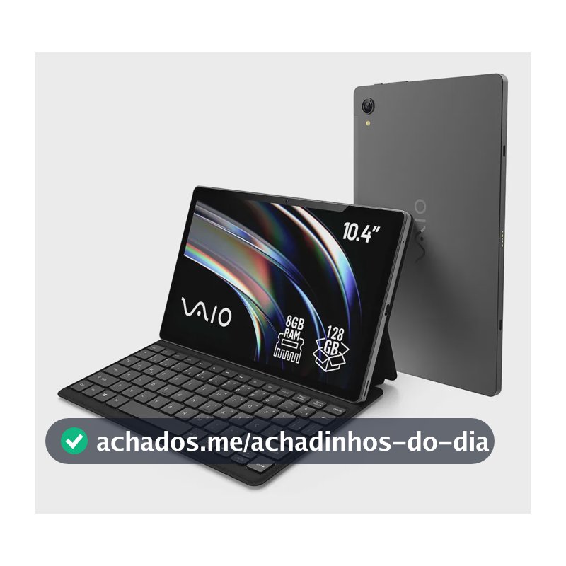 Tablet VAIO TL10 8GB 128GB Octa-Core, Tela 10.4” 2K, 4G WiFi, Câmera 8MP + Selfie 5MP, 7000mAh, Android 13, com Teclado de Conexão Inteligente – Preto