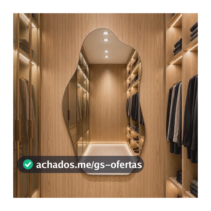 Espelho Ravenna 70x50cm Design Moderno Luxo Suporte Banheiro Suporte