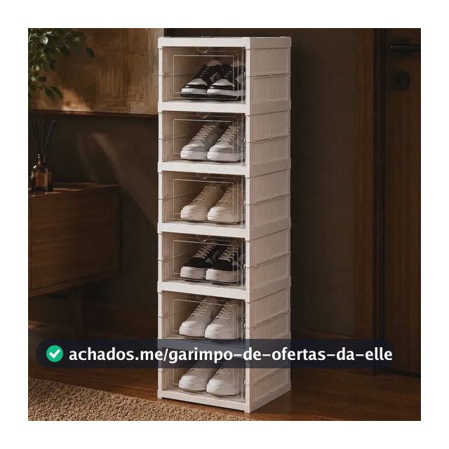 Sapateira Vertical Empilhável Caixa Sapato Tênis 6 Andares Cor Branco