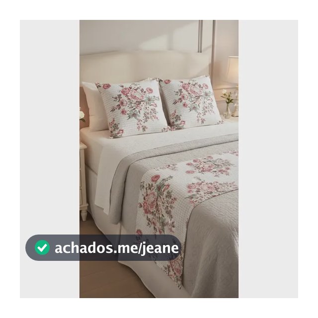Kit Peseira Piquet Queen + 2 Capas De Almofada Luxo Quarto Roseira Estampada