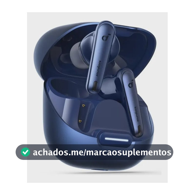 Fone de Ouvido Soundcore da Anker Liberty 4 NC ANC Redução de Ruído 98,5% Cancelamento Adaptativo Bluetooth 5.3 Multiponto Cor Azul Drivers de 11mm Áudio Hi-Res 50h de Bateria Carga Sem Fio