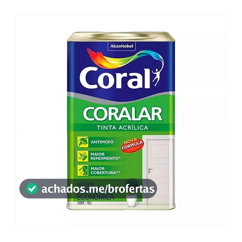 Latex acrílica tinta coral anti mofo branco 18l coralar branco fosco