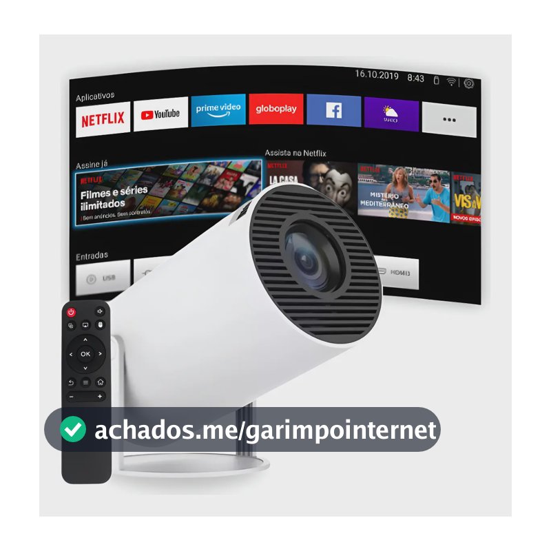 Projetor Portátil 4k Hd Android 11.0 Smart Wifi 5g Bluetooth Branco 127/220v