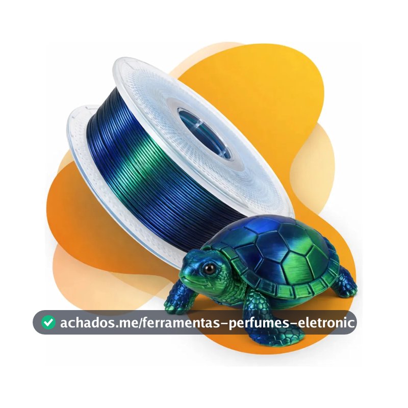 Filamento Pla Silk Seda 1kg 1.75mm Para Impressora 3d E Impressao Flexível Metálica Metalizado Sem Entupimento Fosco Hyper High Speed Ultra Duas Cores Duo Color Azul Escuro E Verde