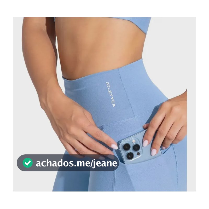 Calça Legging Com Bolsos Laterais Fitness Feminino Atletyca Azul Bebê M