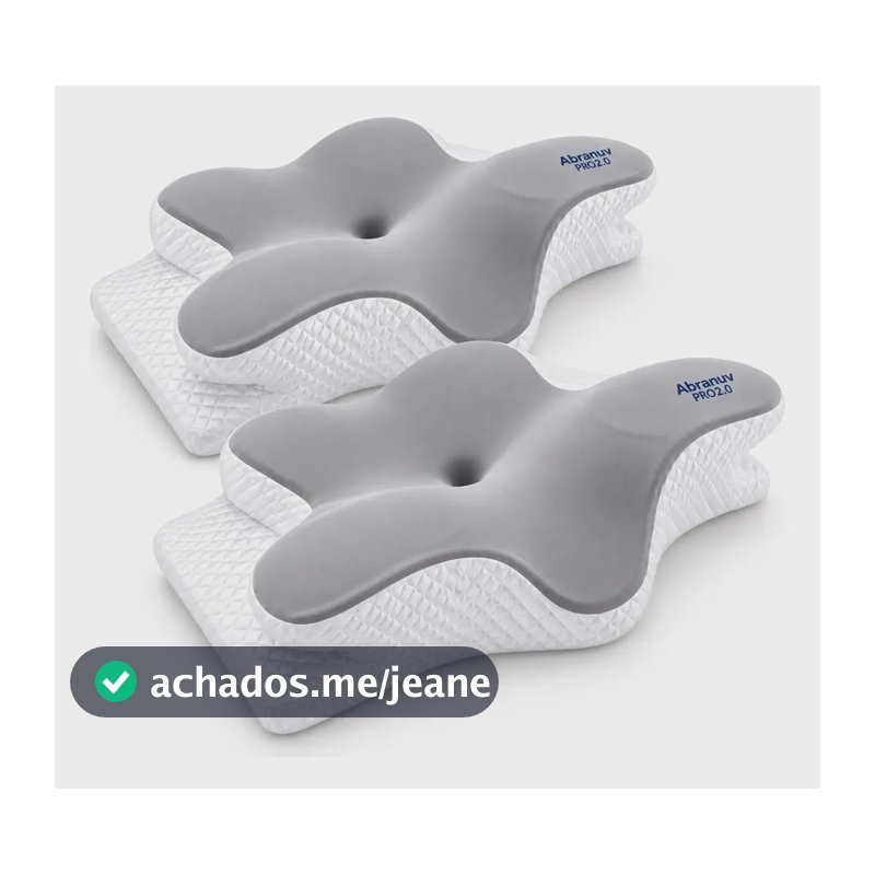 Kit 2 Travesseiros Cervicais Abranuv Espuma Visco Dormir Branco