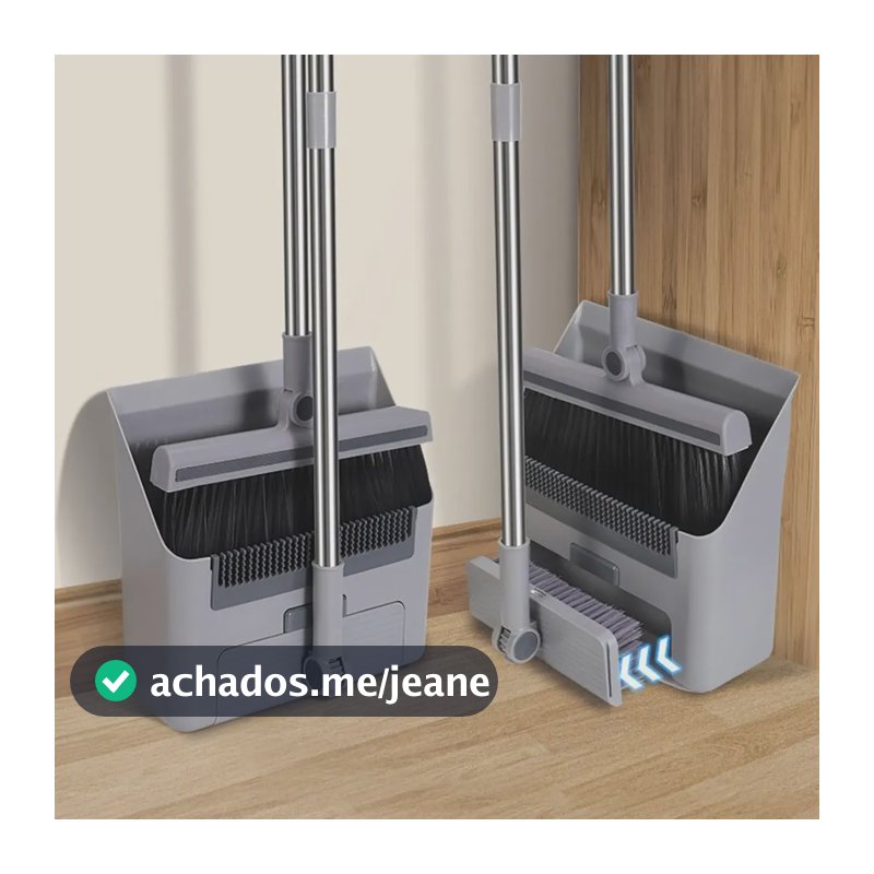 4em1 Kit Vassoura E Pá Multiuso Ajustável Limpeza Piso Pelos