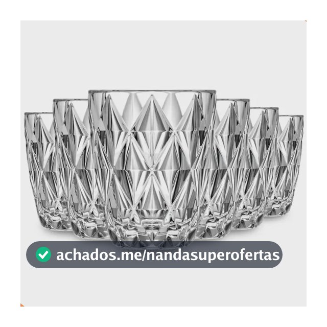 Jogo 6 Copos Diamond 300ml Vidro Grosso Diamante Luxo Transparente