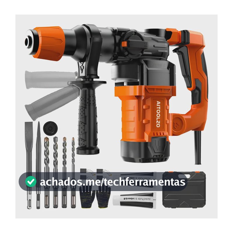 Kit Martelete Rompedor Perfurador De Concreto 2200w Aitoolzo Laranja 220v