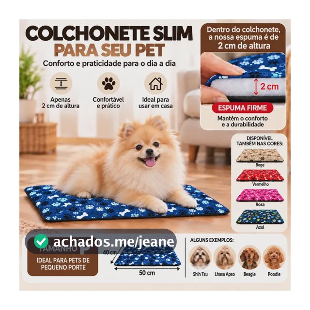 Caminha Pet Colchonete Slim Cachorro Gato Simples Tam P