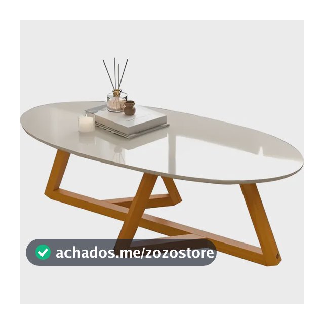 Mesa Mesinha Centro Sala De Casa Cor Oval Off White Full Off White/nature