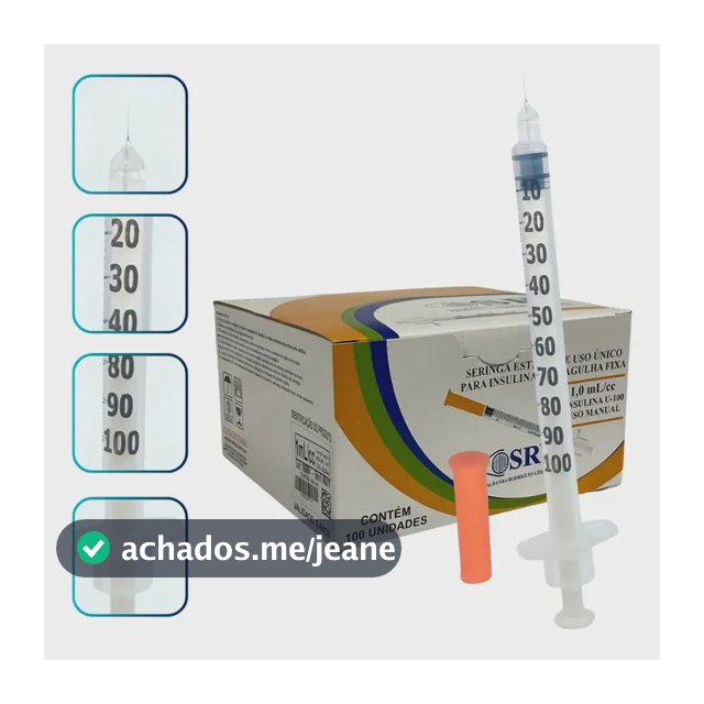 Seringa Sr Agulha Fixa De 1ml 6x0,25mm 31g C/100