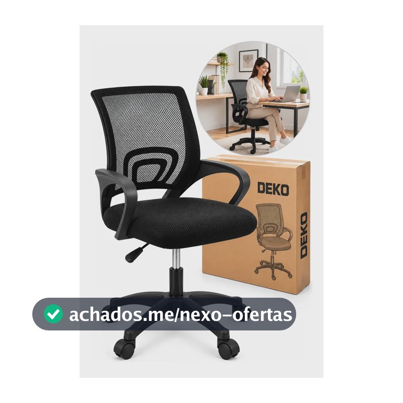 Cadeira De Escritório Giratória Estofada Preta Ergonomica Cor Preto Material Do Estofamento Algodão