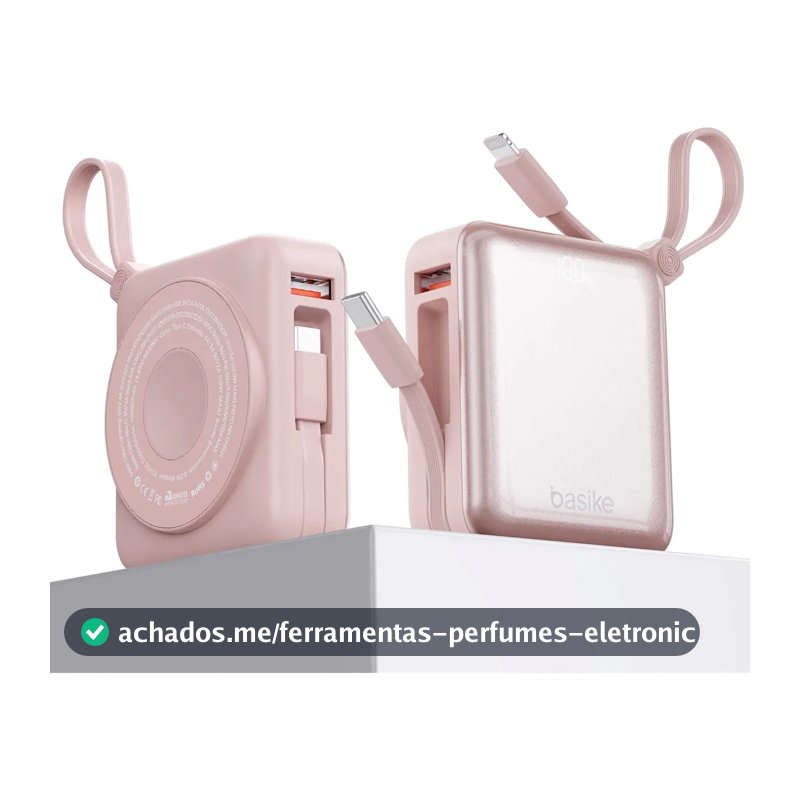 Power Bank Basike 10.000mAh Magsafe com Display para iPhone e Samsung