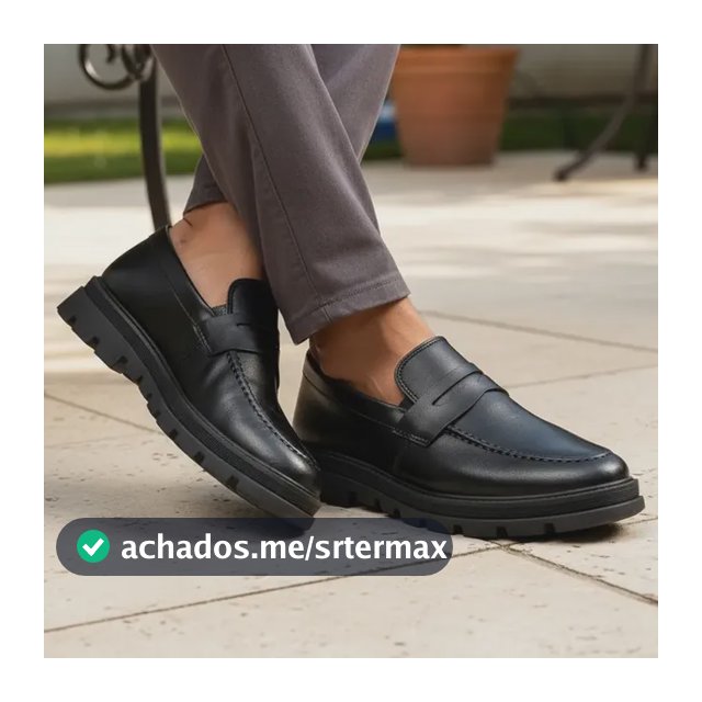 Sapato Casual Masculino Loafer Tratorado Comfort Premium Black Liso 41