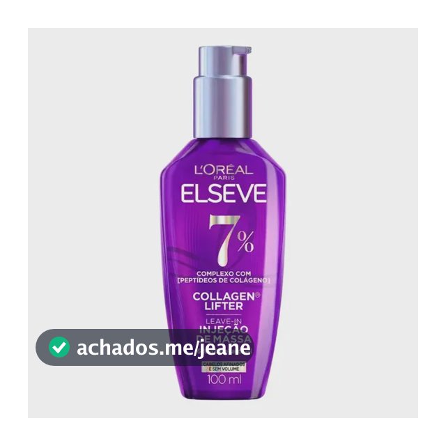 L'oréal Paris Elseve Collagen Lifter Leave-in Sérum Capilar Para Cabelos Finos Injeção de Massa com Peptídeos de Colágeno Aumenta o Volume em 61% e Encorpa os Fios por 72h 100ml