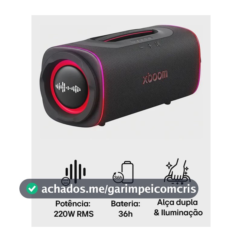 Caixa de Som LG Boombox Speaker XBOOM Blast 220W Bluetooth, Bateria 36h e IP68