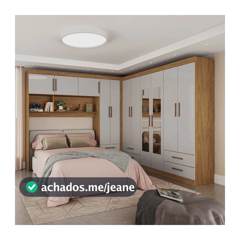 Guarda-roupa Casal Modulado Eleganza 11 Portas 6 Gavetas Com Bege
