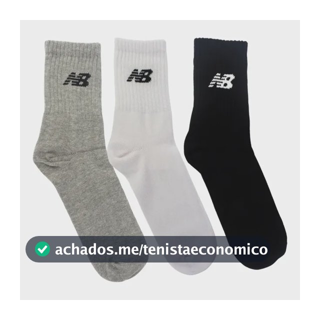 Kit 3 Meias New Balance Cano Longo 39 Ao 42 Unissex Conforto