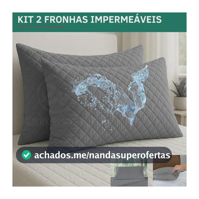 Kit 2 Capa Para Travesseiro Matelado Impermeável Fronha Antialérgica Toque Macio Silencioso Cor Cinza