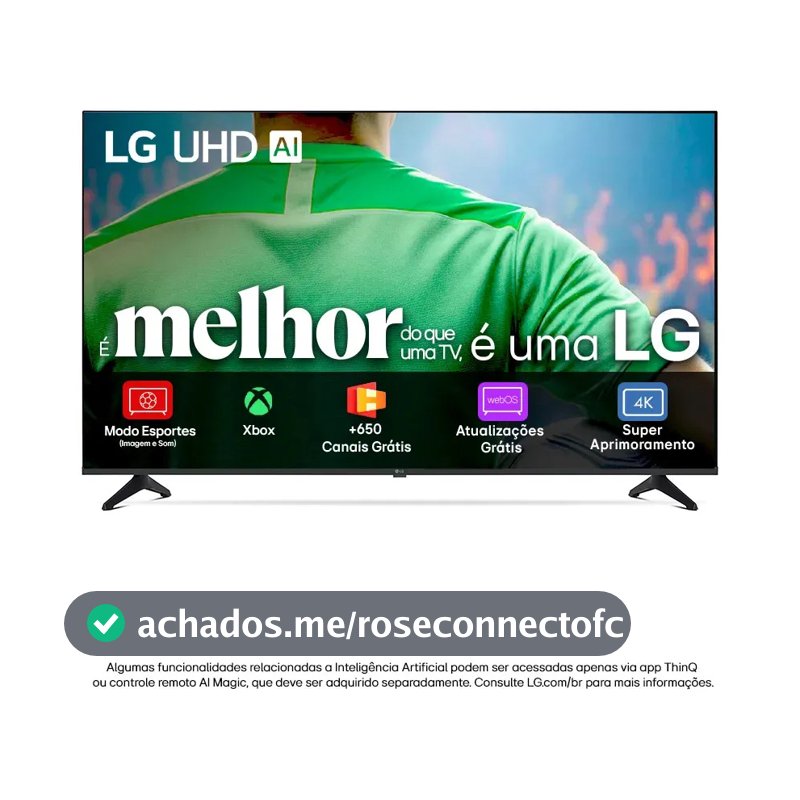 Smart TV LG UHD AI UA75 50 polegadas HDR10 Pro Processador α7 AI Ger8 webOS 25