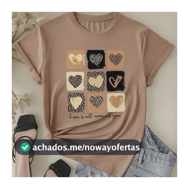 Camiseta Feminina Love Coração Animal Print Tendencia