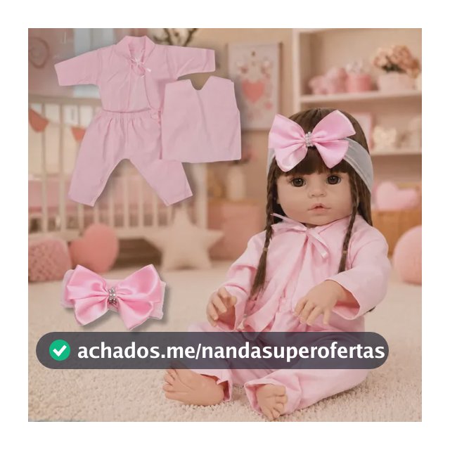 Bebe Reborn Princesa Laura Cabelo Grande Roupinha Pagão Rosa