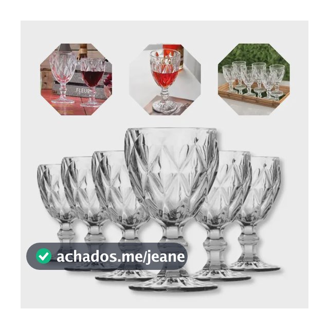 Gostei Diamond Luxo Diamante Água Vinho Suco Kit Conjunto Taças Transparente