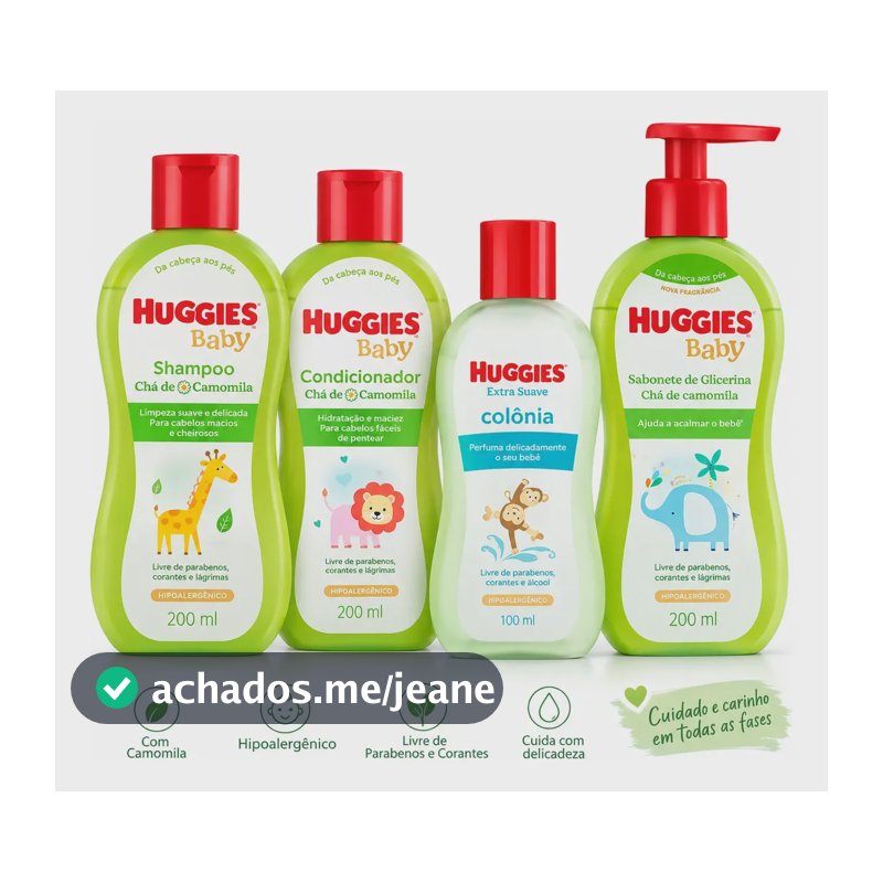 Kit De Cuidado Bebê Huggies Chá De Camomila - 4 Itens Amarelo