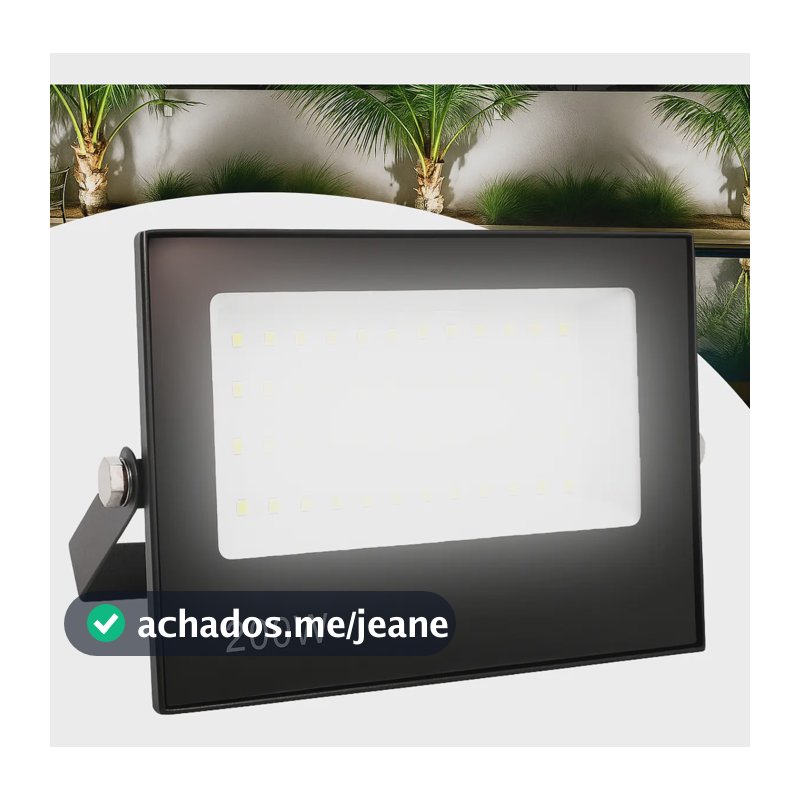 Refletor LED 200W Bivolt IP66 Branco Frio Alumínio Jardim