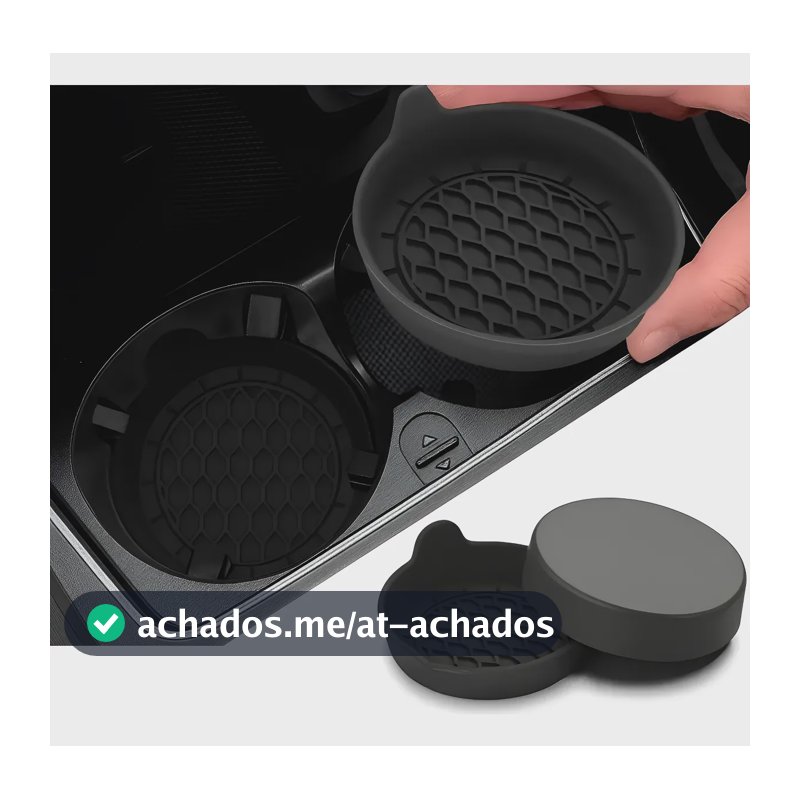 Kit 2pçs Porta Copos Carro Suporte Silicone Antiderrapante Preto