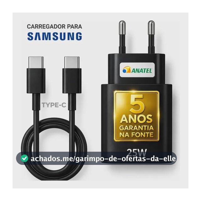 Carregador Super Rápido 25w Para Samsung Galaxy S24 S23 S22 S21 S20 Fe Ultra Motorola M22 M31 M32 M62 M63 M64 G15 Xiaomi Redmi Note 12 13 14 15 LG - Super Fast Cabo Blindado Tipo Usb C -Dtimp