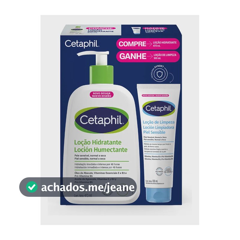 Kit Cetaphil Loção Hidratante 473ml + Loção de Limpeza 100ml - Hidratação 48h Corporal e Facial para Pele Sensível, Normal a Seca
