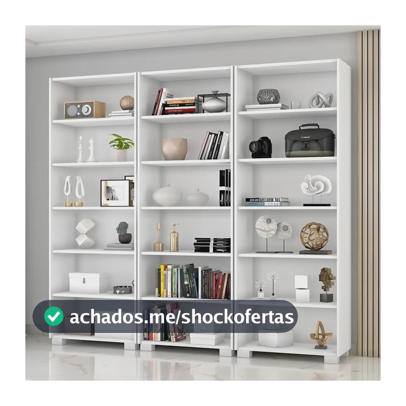 Kit 3 Estantes Para Livros 5 Prateleiras 188cmx181,5cm Wt