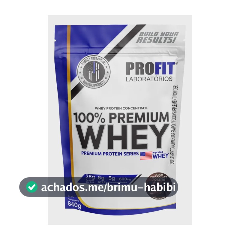 Whey Protein 100% Concentrado Premium 840g Profit Sabor Chocolate
