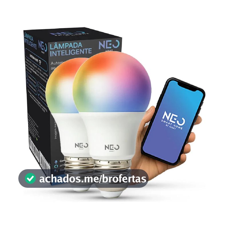 Kit 2 Lampadas Led Pera Smart Inteligente Wi Fi 2.4ghz Alexa Google 10w Rgb 2700k/6500k Branco Quente/neutro/frio E27 Cod: 290028177-2 Avant Neo