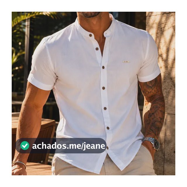 Camisa Masculina Linho Gola Padre Social Casual Elegante