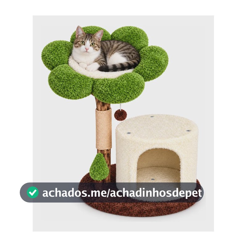 Newpet Arranhador Gato Flor 64cm, Casinha, Sisal, Teddi Verde