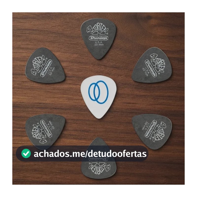 6 Palhetas Dunlop Tortex Pitch Black .50mm (488-050) Palheta para Guitarra Baixo Violão + 1 Palheta Groover - Delrin Fosco Antiderrapante