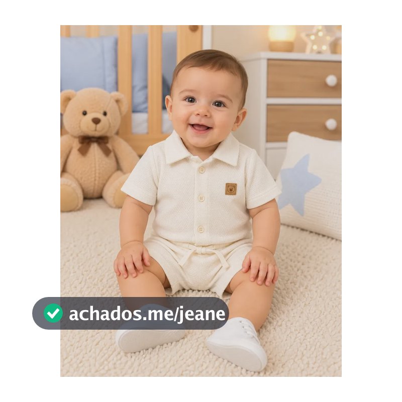 Conjunto Bebe Menino Infantil Algodão Roupa Festa Social Bege P