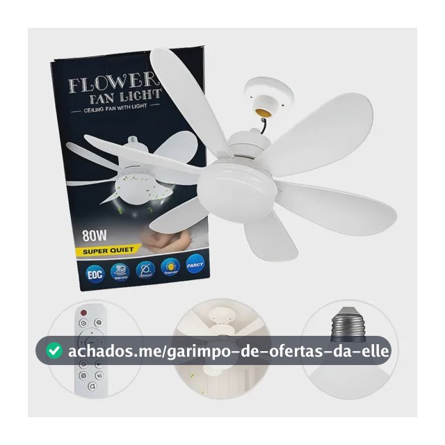 Ventilador De Teto Lâmpada 80w Led E27 Ajustável Bivolt