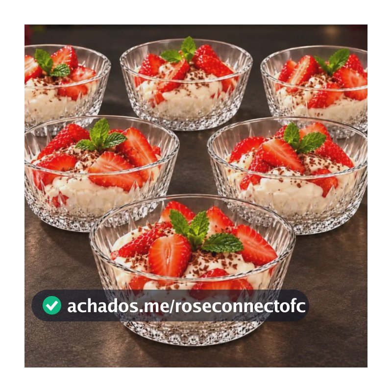 Jogo 6 Potes Vidro Lapidado Bowl Sobremesa Sorvete Petiscos Tigela Diamond Premium Elegante 260ml - Qg Imports